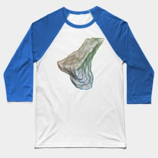 Contour Map of Mount Everest Orange, Blue and Green Baseball T-Shirt